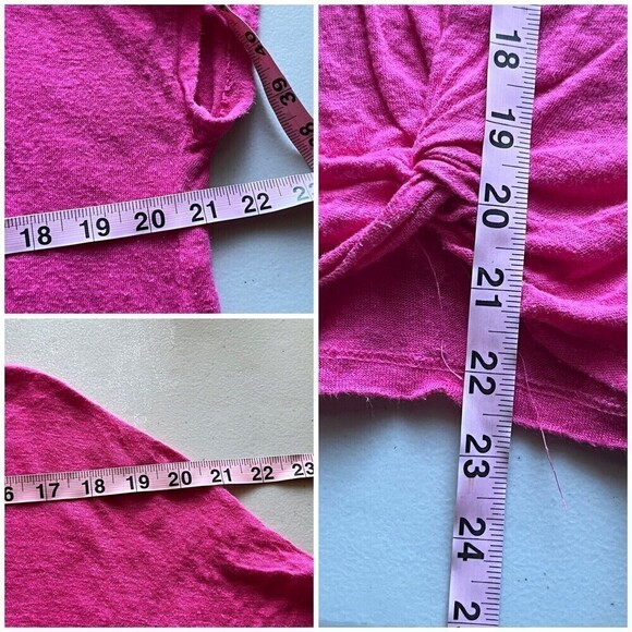 Rachel Ray Hot Pink Cap Sleeve Boxy Knot Hem Pullover Barbie Linen Tee Shirt 1X - Picture 5 of 9